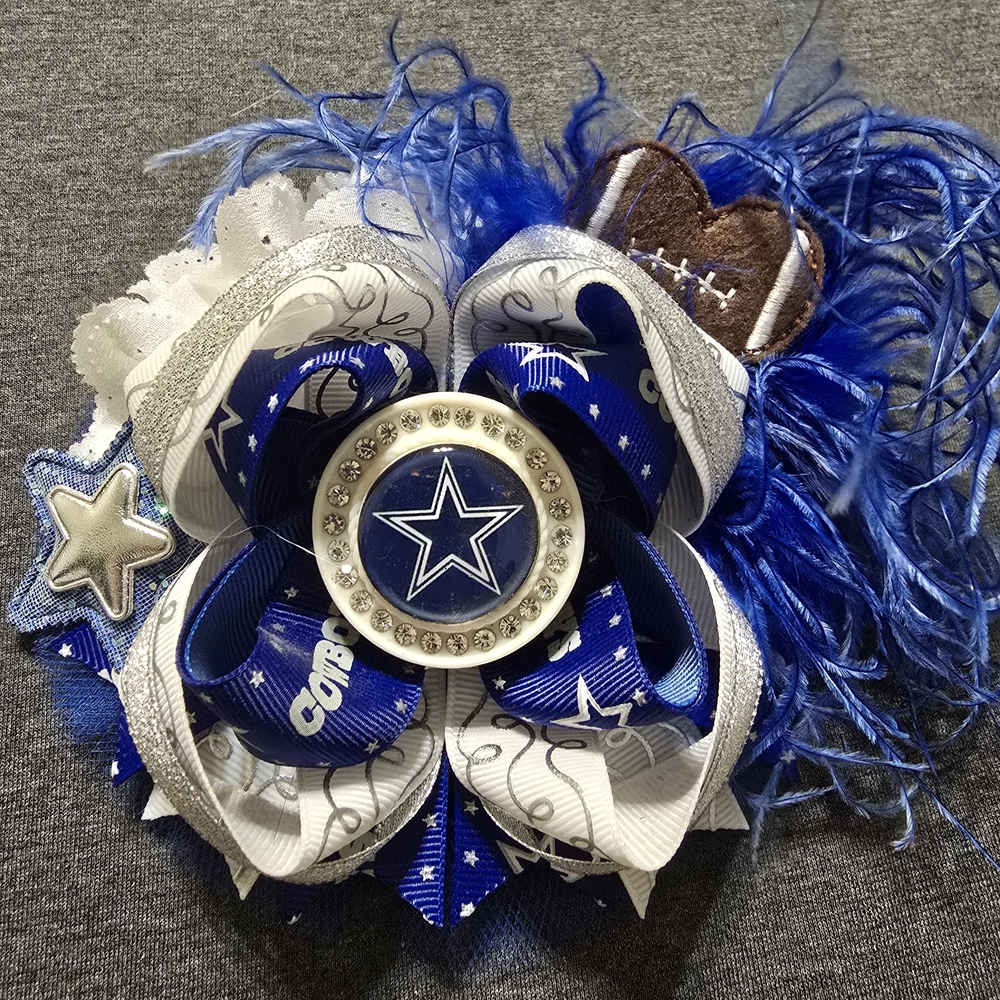 Blue and White Star Kids Hair Bow
